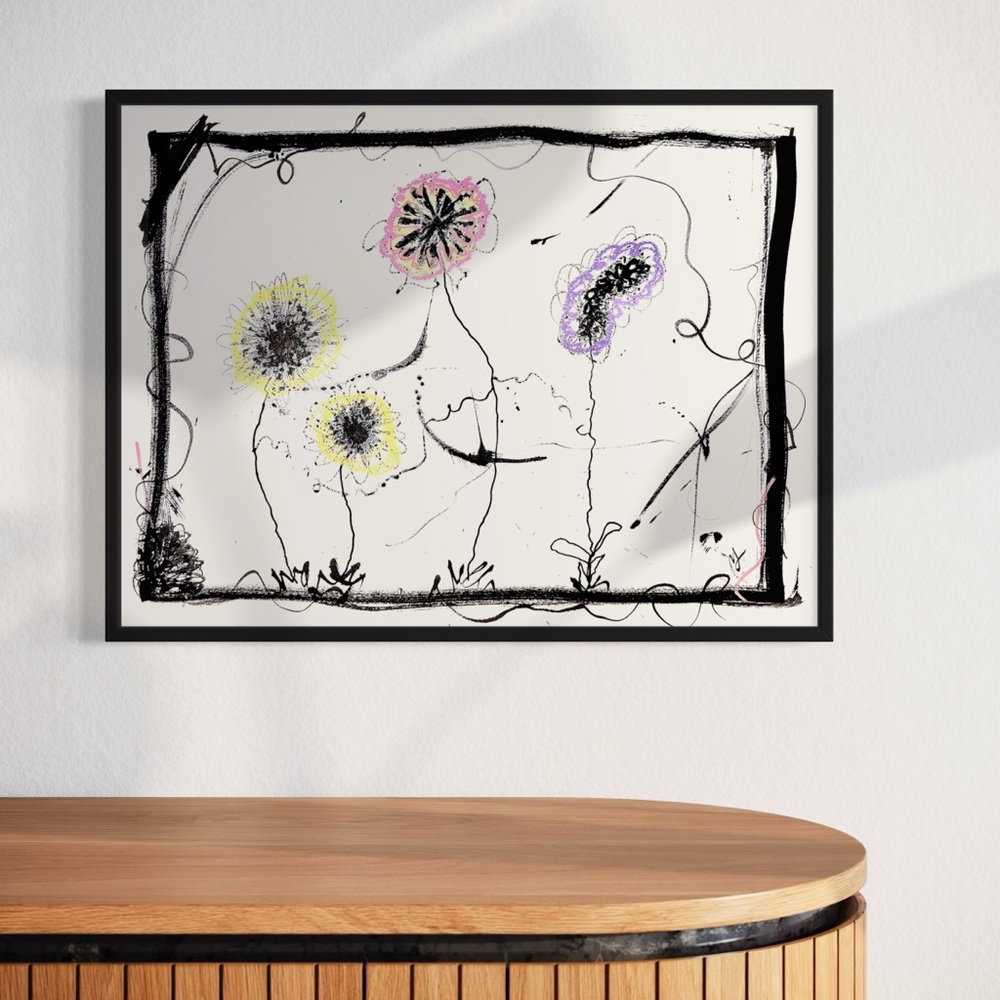 Hands of the Garden – Mixed Media Abstract Floral Art on Paper 18x24” Original